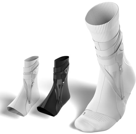 BETTERGUARDS 3.0 Knöchelbandage – Ultraleichte, flexible Stütze gegen Umknicken & schnelle Erholung | Doppelsleeve für Damen & Herren | Perfekt für Sport, Training & Alltag (L, Weiß Links)