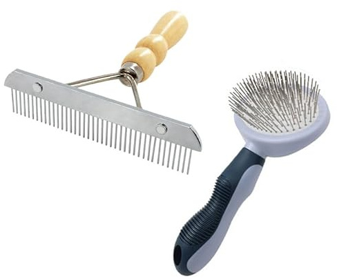 MORECP Equine Mane & Tail Combs Horse Brush for Shedding, grooming tools with wood handle