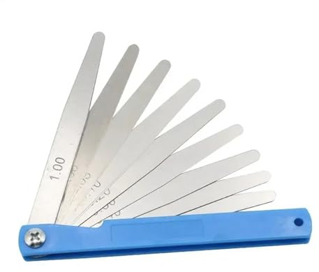 Spessimetro a lamelle Calibro di spessore portatile a 17 lame, lunghezza 100 mm, calibro di spessore metrico, strumento di misurazione da 0,02 a 1,00 mm per candele, valvole, pistoni, chitarre