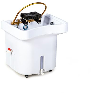 Head Spa Equipment Bassine à shampooing mobile pour massage, lit de shampooing avec réservoir d'eau de 60 L, 4 roues universelles, blanc