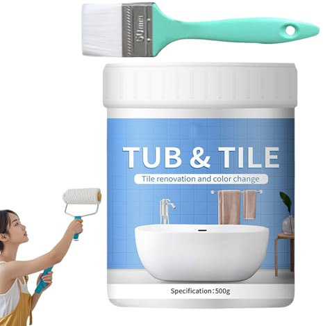 Kit de renovación de baño: rejuvenecimiento de baldosas, reparación de pintura | Revestimiento de baño de secado rápido, recoloración de encimera, revestimiento de suelo y pared, acabado bl