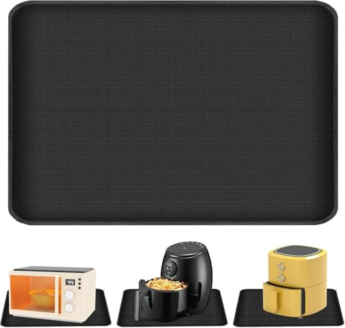 Feuerfeste Unterlage 60x80cm Hitzebeständige Matte für Airfryer Heißluftfritteuse Kaffeemaschine, Rutschfeste Silikonmatte mit Glasfaser Schutz für Küchenarbeitsplatte Backofen Grill