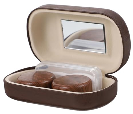 VALICLUD Leak-Proof Lens Case Portable Contact Lens Organizer with Leather Lining Lightweight Design Travel Supplies Clip Suction Stick Small Mirror for Daily Eye Care