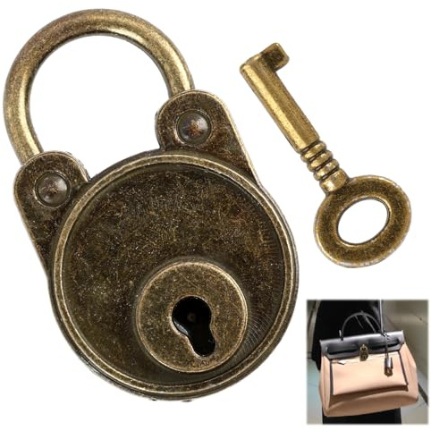 Vintage Deko Vorhängeschloss Aus Bronze Mit Schlüssel, Antikes Design Für Schmuckkästchen, Tagebücher Und Geschenkboxen,Vintage Deko Vorhängeschloss Mit Schlüssel, Abmessungen: 4,8 X 3 X 1 Cm