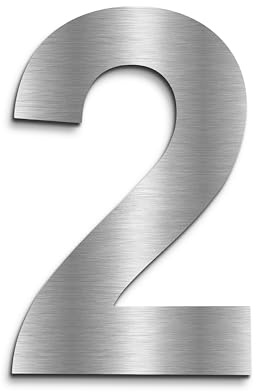 KTC-HOME - PREMIUM Hausnummer Edelstahl inkl. Montagematerial - Arial - Höhe 20 cm - satiniert K230 - rostfrei & wetterfestes Hausnummernschild - Hausnummer 2 -