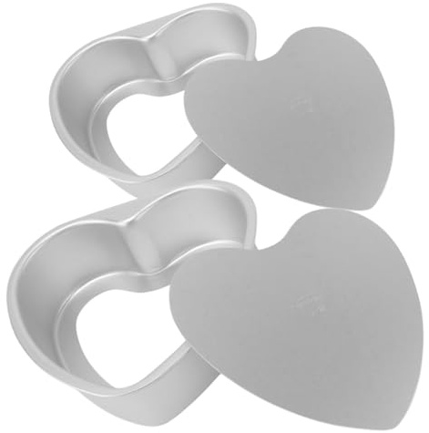 WEKADRIN 2 pezzi Teglia Cuore in Alluminio Antiaderente con Fondo Rimovibile Stampi per Dolci Resistente Temperature Alte per Torte Creative e Facili da Sformare