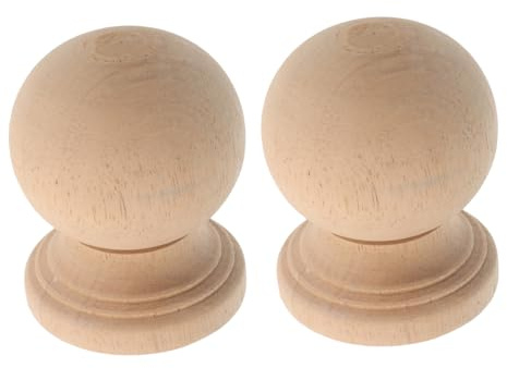 Puntali in Legno Massello Decorativi per Colonna, 2 Pezzi