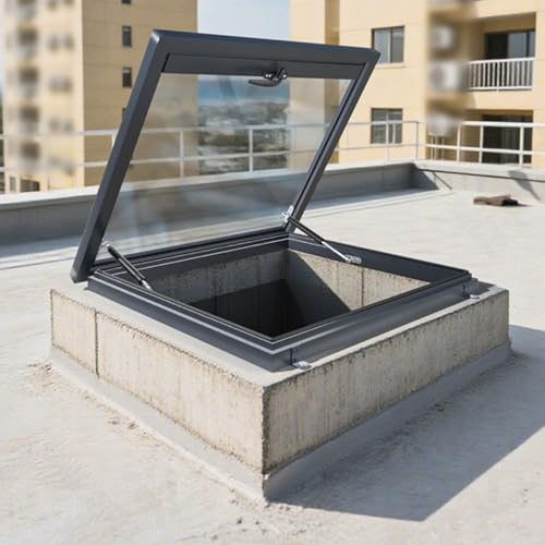 Ventana de Tejado Resistente, Claraboya Techo de Aluminio y Metal, Claraboya Empotrada, Ideal para áTicos, Terrazas Acristaladas(80x80cm/31x31in)