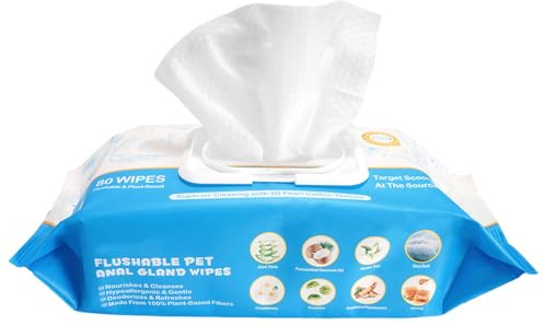 Lingettes pour chats – Produits rafraîchissants et délicats avec action désodorisante | Lingettes pour le nettoyage des glandes anales du chien | pour petits et grands animaux domestiques pour