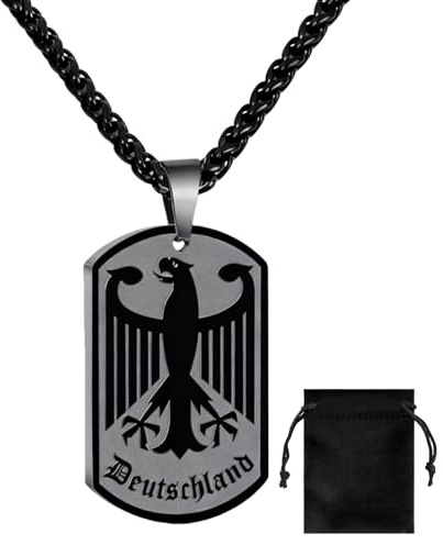 FIGCY Deutschland Halskette Herren, Edelstahl Adler Anhänger für Männer, Deutschland Fans und Patriotismus Liebhaber