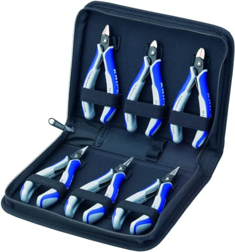 KNIPEX Elektronikzangen-Set mit Werkzeugen, 00 20 16 P | Geeignet für Arbeiten an elektronischen Bauteilen 6-teilig 215 mm