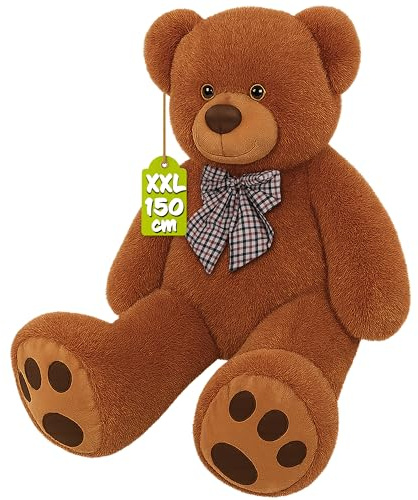 Monzana® Teddybär L - XXXL 50-175cm Weiches Fell Schleife Tatzendruck Geschenk Plüschtier Kuscheltier Stofftier Riesen Teddy Bär