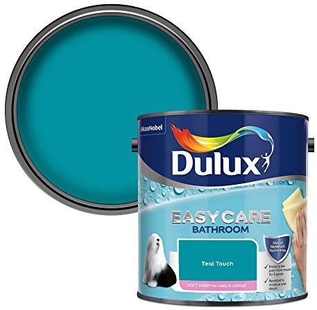 Dulux 500001 Easycare Bathroom Soft Sheen Emulsion Paint for Walls and Ceilings - Teal Touch 2.5L