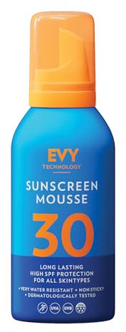 EVY Sport Protezione Solare Mousse SPF 30 - estremamente resistente al sudore e all'acqua, crema solare idratante a lunga durata