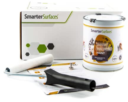 SmarterSurfaces Magnetic Paint (32ft²) Black Magnet-Receptive Wall Paint for Home, Office & Classrooms | Create Magnetic Surfaces | Easy to Apply, Durable & Low Odor