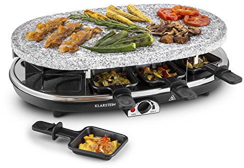 Klarstein 1500W Rotatable Raclette Grill Machine w/ Large Indoor Grill & 8 Small Pans