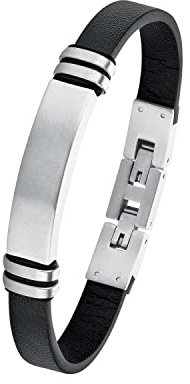 s.Oliver Armband Edelstahl/Leder für Herren, Armschmuck, Kommt in Schmuck Geschenk Box