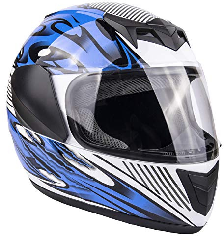 Typhoon Youth Full Face Motorcycle Helmet Kids DOT Street - Blue ( Medium )