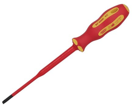 Draper 02159 XP1000 VDE Slimline Plain Slot Screwdriver, 3.5 x 100mm, Red and Yellow