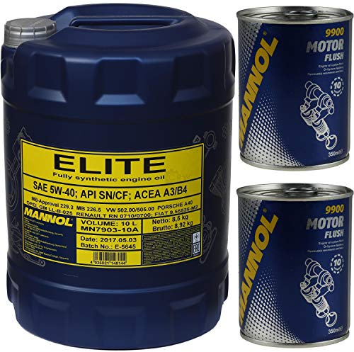 10L MANNOL Elite 5W-40 API SN/CF Motoröl Motorspülung Motor Flush