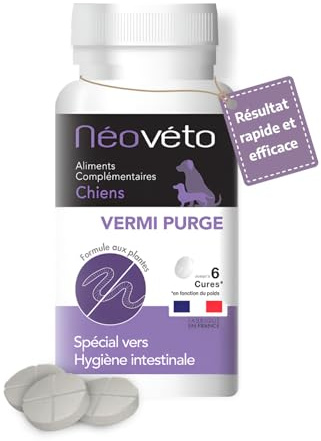 Néovéto DESPARASITANTE Antiparasitario Interno en Comprimidos Naturales para Perros, Ingredientes Activos autorizados por los Servicios Veterinarios Franceses (15 comprimés)