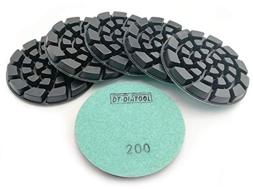 DT-DIATOOL Almohadillas de Pulido de Diamante 100mm 6 Piezas #200 Seco o Húmedo para Hormigón Cemento Terrazo Suelo