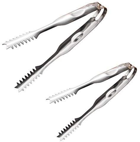 2 Pieces Food Tongs Stainless Steel Tongs Mini Ice Tongs Used for Easy to Cook Grill Buffet Ice Cubes Oven(6”and 8”)