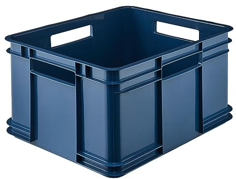 keeeper Contenedor de almacenamiento con asas, Euro-Box XL, Plástico Procyclen, 28 l, Bruno Eco Line, Eco-azul