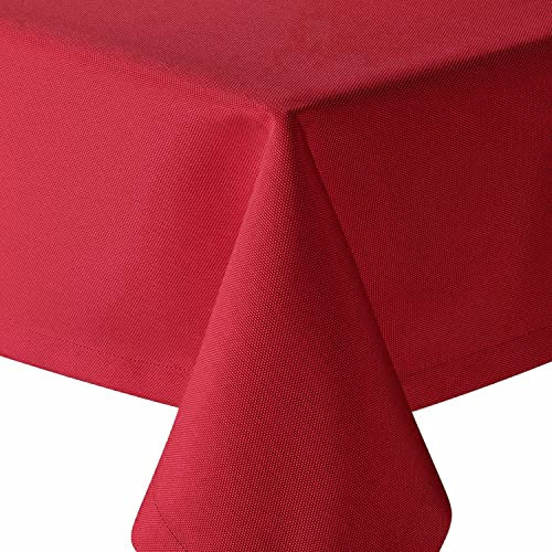 Tischdecke | Rot - Eckig - 110x160cm | Gartentischdecke | Outdoor-Decke | Lotus-Effekt | Leinen-Optik | Schmutzabweisend