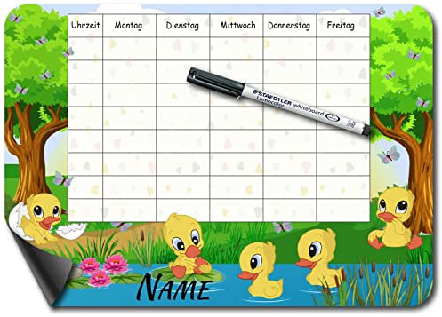 Bambinella - Magnet-Stundenplan Enten - personalisiert und wiederbeschreibbar mit Whiteboardmarker