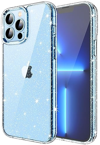 JETech Glitzer Hülle für iPhone 13 Pro Max, Durchsichtig | Glitzerndes Design, Stoßschutz, Transparente Rückseite, Stilvoller Look