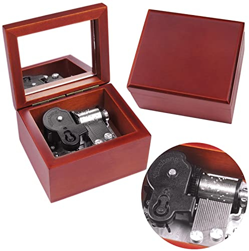Sinzyo Music Box Carved Wood Wind Up Musical Box Gift for Christmas,Birthday,Valentine's Day(Red Box, Tune: Clair DE Lune)