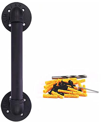 Handlauf Treppe AuBen, Handlaufset Wandhalter, Treppengelander Innen Modern, Gelander AuBen Anthrazit, Verzinktes Industrielle Rutschfester, Wand Treppe für Innen & Außen Stange ( 350cm/138in)