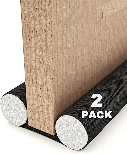 Deux Pièces 93cm Boudin de Porte Isolant Froid, HASA zone Boudin de Porte Double avec Tissu Oxford Imperméable, Boudin Porte Isolation pour Intérieur,Noir