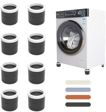 CFlong 8 Pcs Washing Machine Feet, Anti Vibration Mat, Rubber Feet Pad, Anti-slip Pad, Shock Absorber, Non-slip Fixed Anti-deviation, Used for Dryer, Washing Machine, Dishwasher (Black)