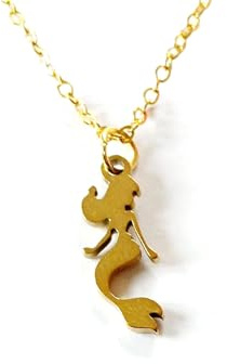 Kette Meerjungfrau Wasser Meer Strand Frau Flossen Edelstahl Anhänger golden Juvelato