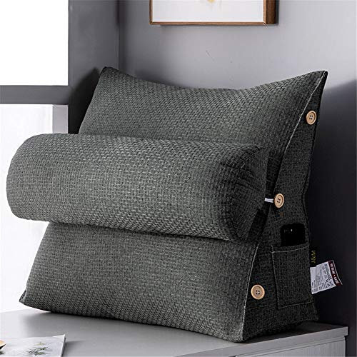 UsmAsk Verstellbares Keilkissen für den Rücken, Keilkissen, Rückenstütze, Nackenstütze, Lesekissen, Sofa, Bett, Bürostuhl, Ruhekissen, Schwarz, 45 x 22 x 50 cm (Grau a 45 x 22 x 58 cm)