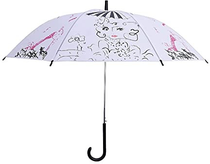DEEDAV Golfschirme Transparenter, Gefrosteter Regenschirm, Langer Griff, Gerader Automatischer Regenschirm, Gebogener Griff, Leicht, Wasserdicht, Regenfest, Winddicht Familien Regenschirm (Color : C)