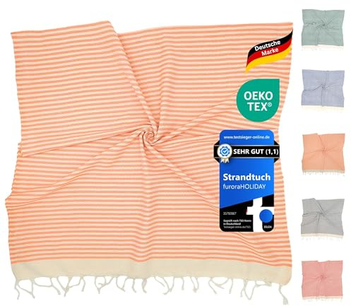 furora HOLIDAY Hamamtuch groß 100x200, Baumwolle - Saunatuch Damen Herren Saunahandtuch: dünn, kompakt, lang - Hammam Tuch XXL, Handtuch: Strandtuch, Hamam Sauna, Strandhandtuch - Urlaub Must Haves