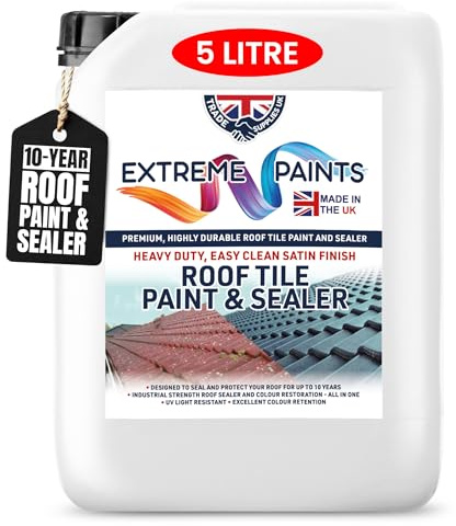 TRADE SUPPLIES UK - Extreme Roof Tile Paint & Sealer - Durable Acrylic Formula, Restores, Protects, Seals Roof Tiles, UV Resistant - BLACK, 5L