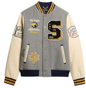 Superdry Herren College Patched Bomberjacke lockere Passform
