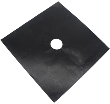 TOBBOMEY Lot de 12 Protections Antiadhésives pour Plaque de Cuisson à Gaz, Revêtements Noirs Réutilisables, Feuilles Prédécoupées Adaptées aux Brûleurs, Usage Domestique et Professionnel