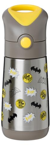 Batman by b.box 355 ml isolerad barnvattenflaska: Håller drycker kalla upp till 8 timmar, varm upp till 6 timmar. Trippelvägg rostfritt stål barn drickflaska med fritt flöde silikon halmtopp