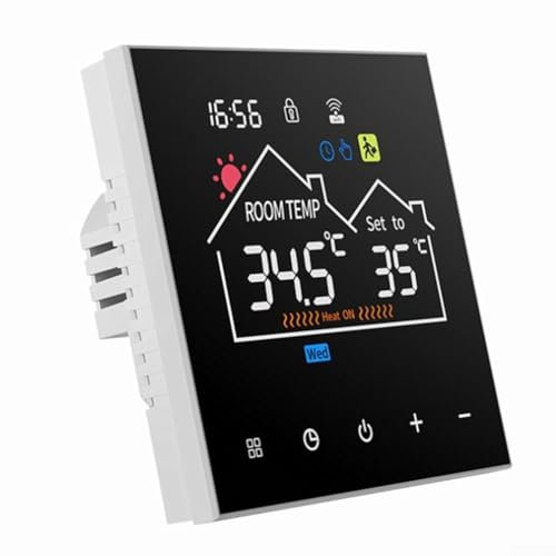 Advokingtap Termostato WiFi inteligente para calefacción por suelo radiante eléctrico con pantalla táctil LCD, acceso remoto, ahorro de energía, bloqueo infantil, programación semanal (16A-WIFI)