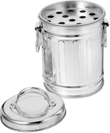 MAGICLULU Vintage Galvanized Bucket Ashtray with Lid Small Metal Desktop Trash can for Home Office Kitchen Compact Tabletop Garbage Bin