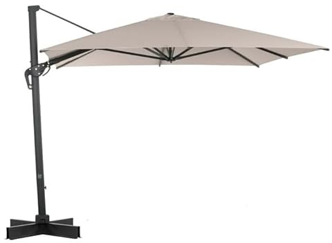 OUTLIV. Ampelschirm Ravenna rechteckig aus Aluminium mit UV 50+ Sonnenschutz Anthrazit/Light Grey inkl. Ständerkreuz 300x400 cm
