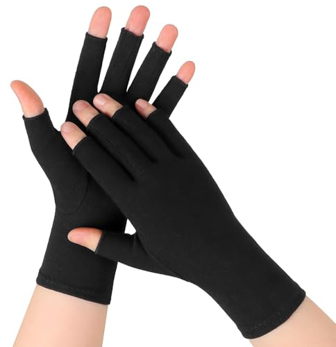 FCHUI Fingerless Gloves For Women Men – Breathable Soft Cotton Half Finger Glove Spandex Blend, Comfortable Fit, Moisture-Wicking, Ideal for Sports Working (Black, L)