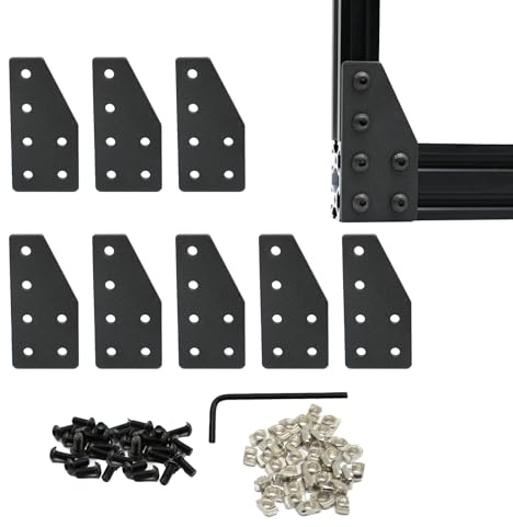 8 juegos de conectores de placa de junta 2040 en forma de L | 6 agujeros para extrusión de aluminio 2040 T V ranura de 6 mm con tuercas en T y tornillos, llave de perfil de aluminio