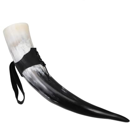 ABOOFAN Corne à Boire Viking Avec Sangle Tasse En Corne De Bœuf Pour Bière Vin Et Hydromel Décoratif Et Accessoire Médiéval