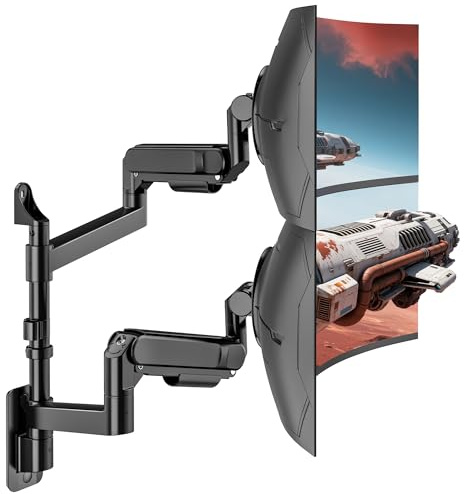 ARES WING 24-57 Monitor Wandhalterung für 2 Monitore bis 27 kg/Arm,Schwarz